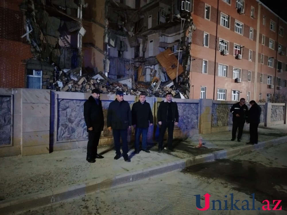 Goranboyda yararsız hala düşən binanın bloku çökdü -FOTO